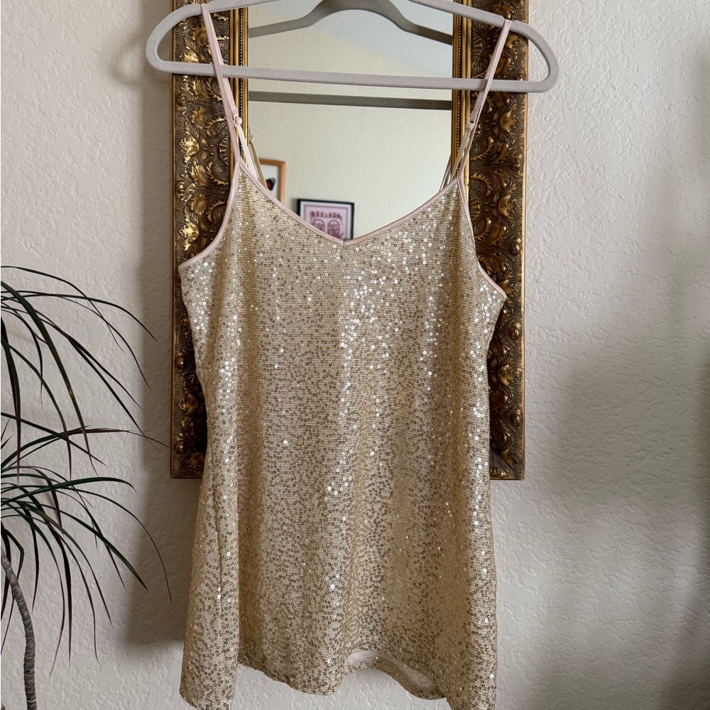 Express Gold Sequin Tank Top